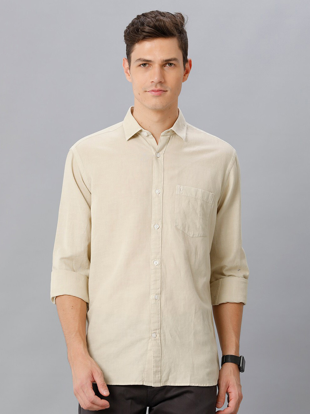 

CAVALLO by Linen Club Contemporary Casual Shirt, Beige