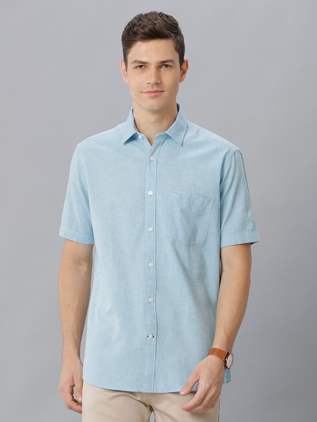 

CAVALLO by Linen Club Contemporary Short Sleeves Casual Shirt, Blue