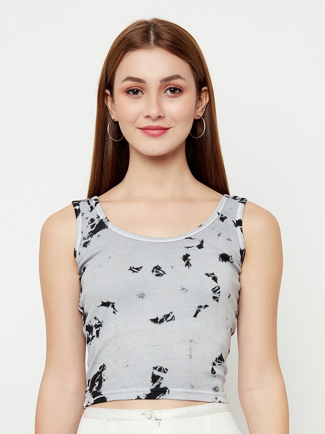 

VISO Tie & Dye Printed Sleeveless Top, Black