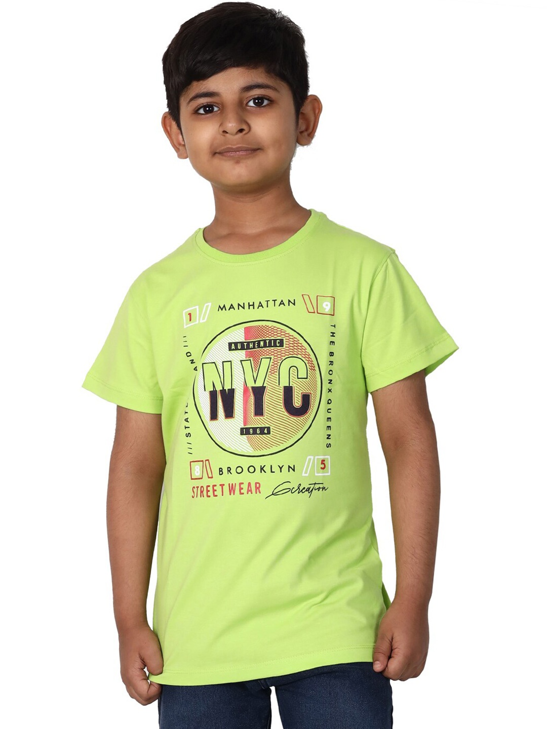 

BETTER THINK Boys Typography Printed Cotton T-shirt, Sea green