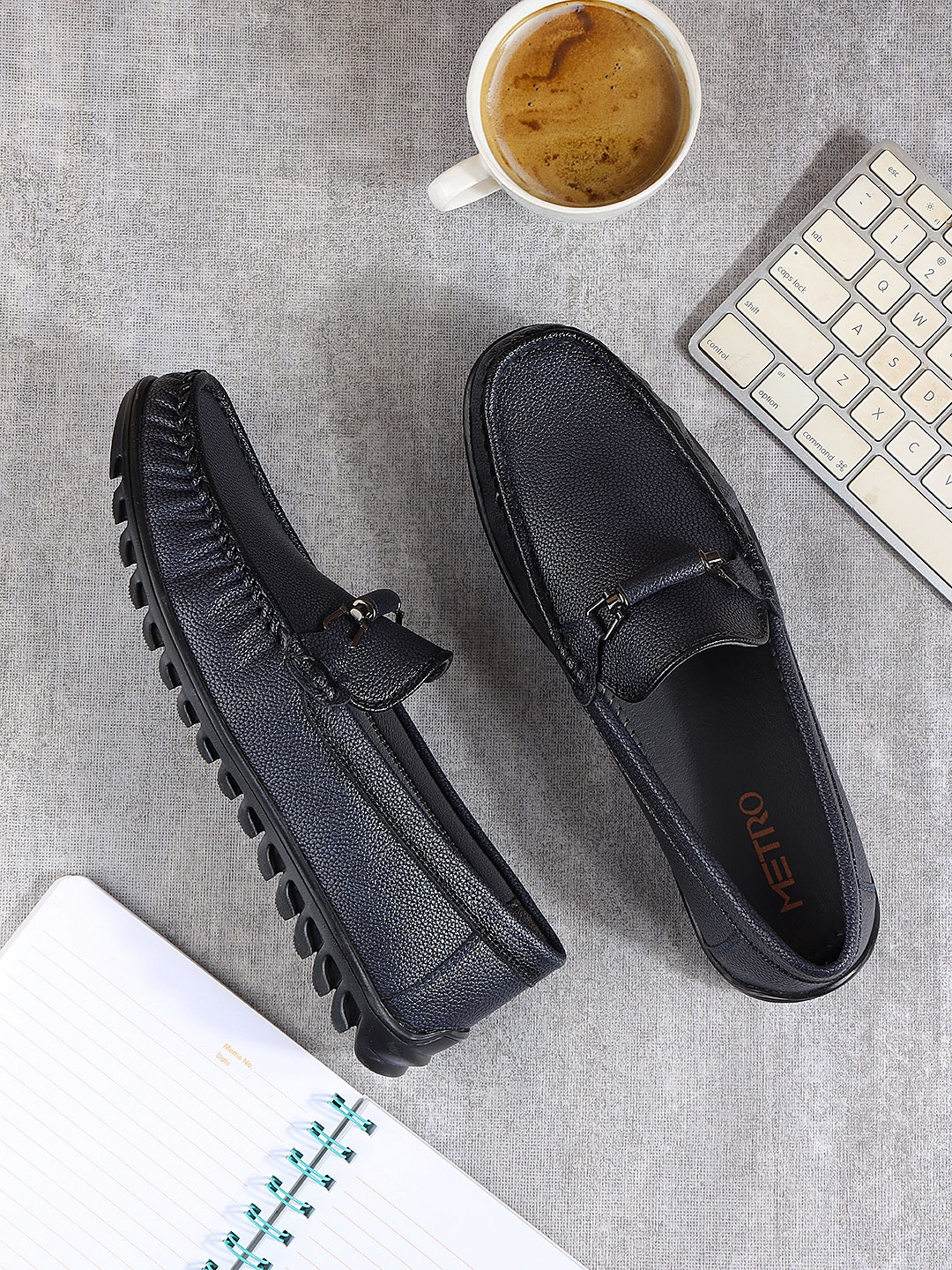 

Metro Men Textured Horsebit Loafers, Navy blue