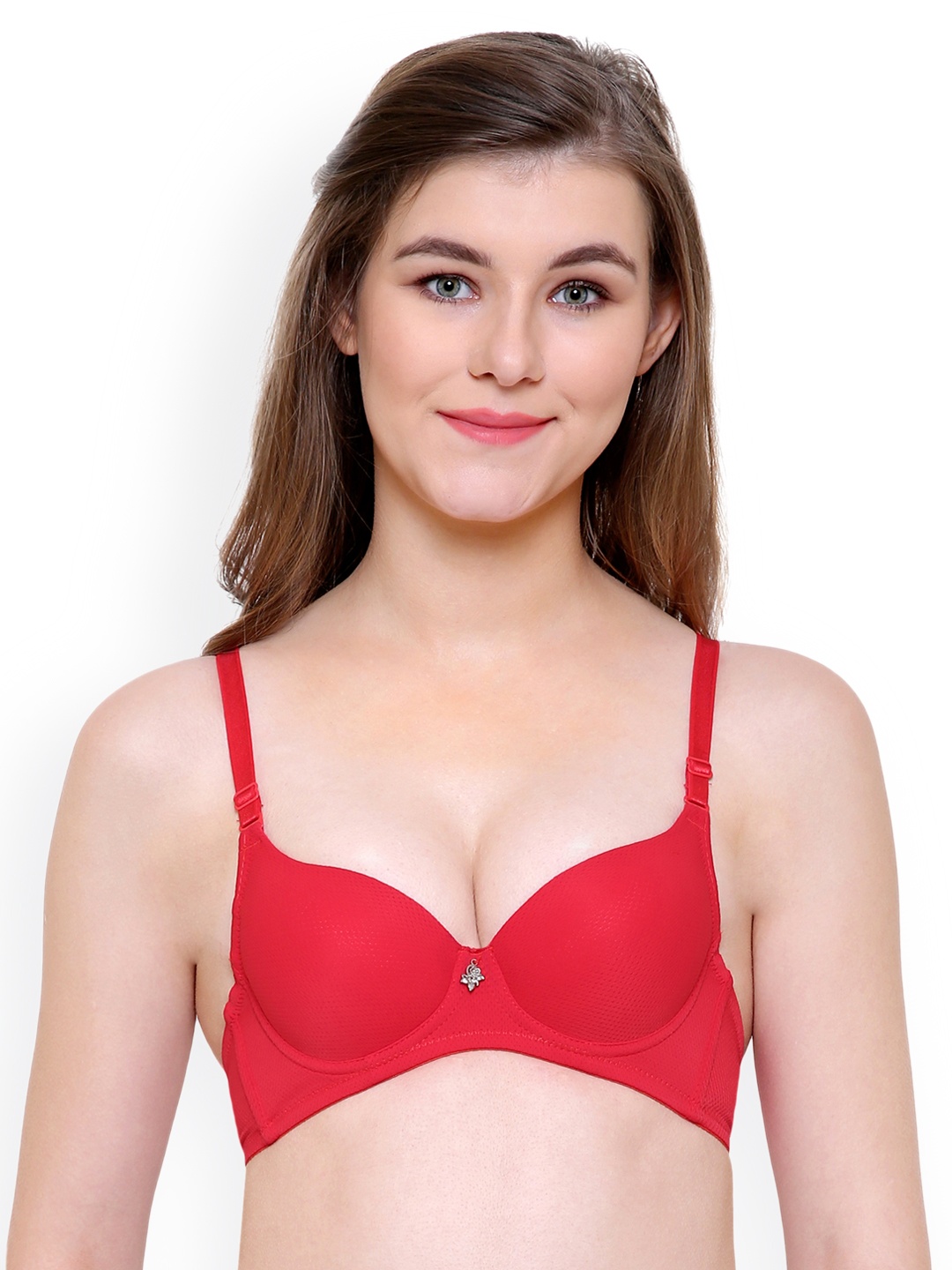 

Friskers Red Solid Underwired Heavily Padded Push-Up Bra O-7102-03