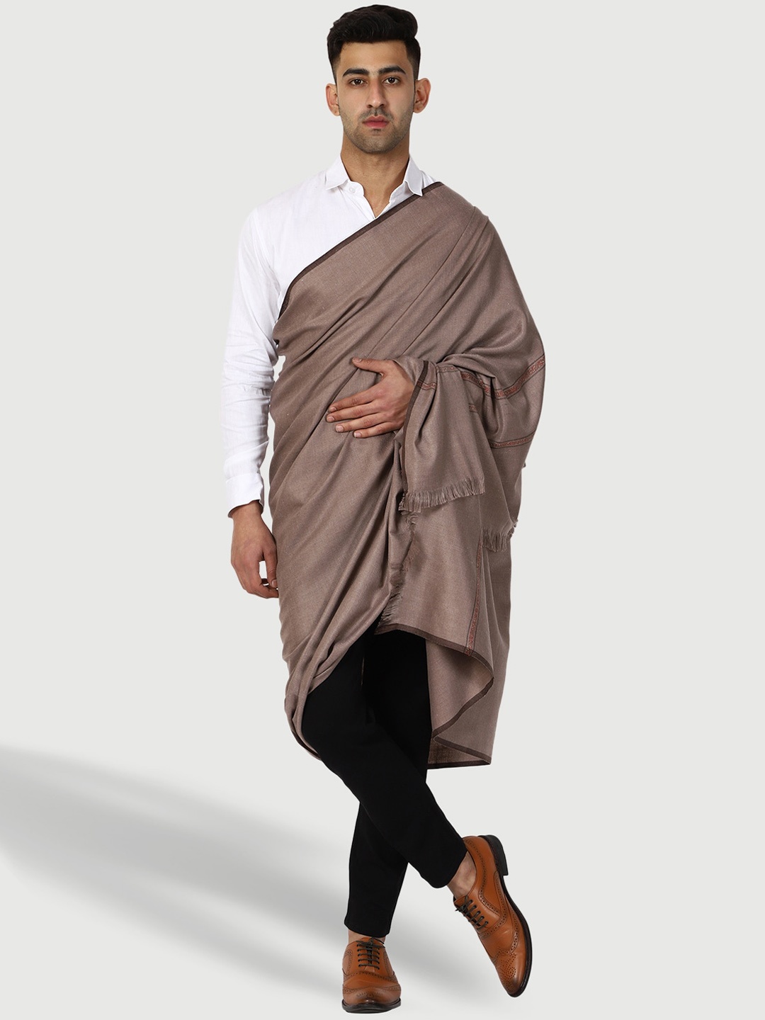 

SWI Stylish Men Chevron Woven Design Wool Shawl, Khaki