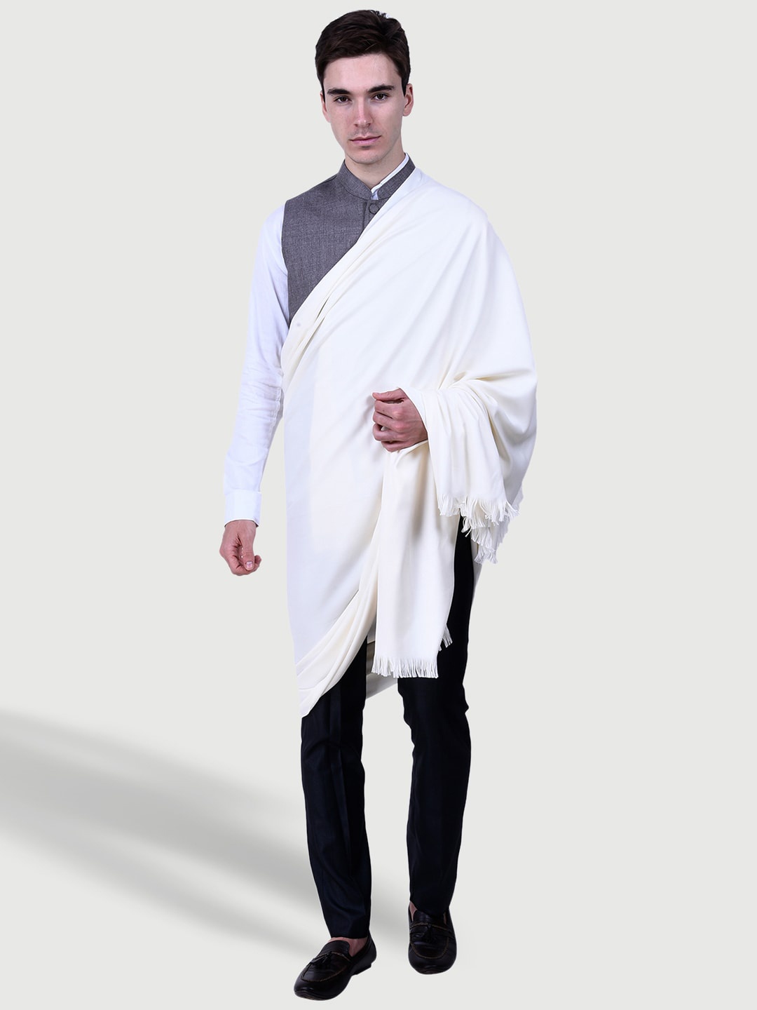 

SWI Stylish Men Wool Shawl, White
