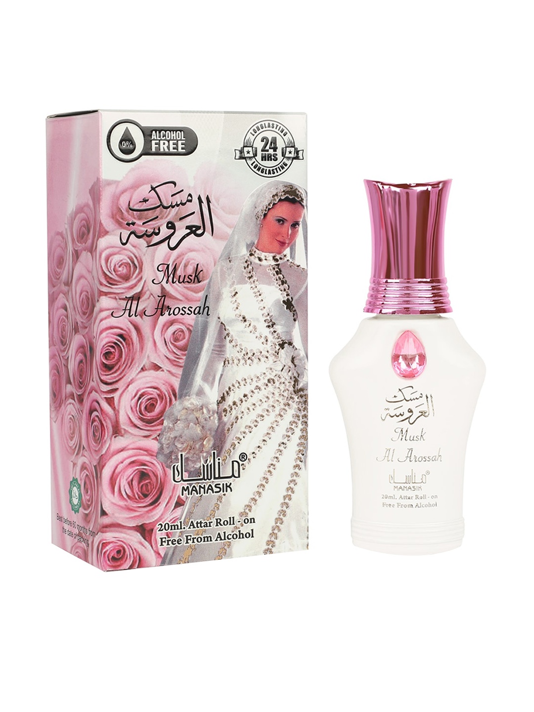 

MANASIK Women Musk Al Aroosha Premium Long Lasting Attar 20ml, White