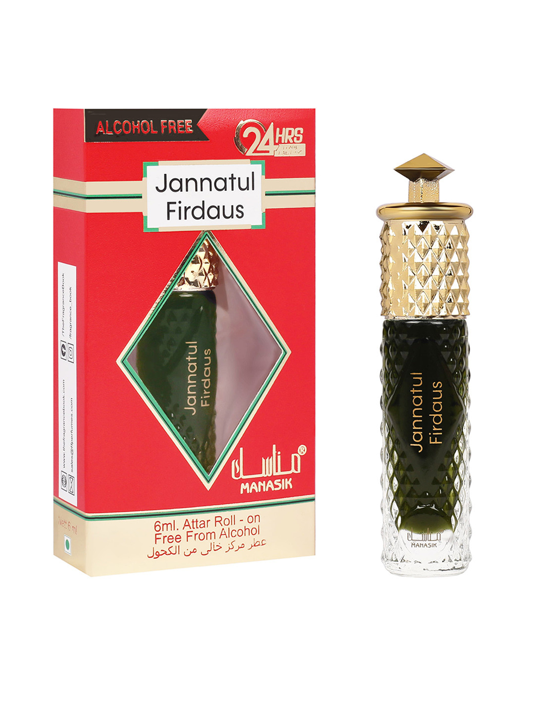 

MANASIK Men Jannatul Firdaus Soothing Fragrance & Long Lasting Roll On Attar 6 ml, Green