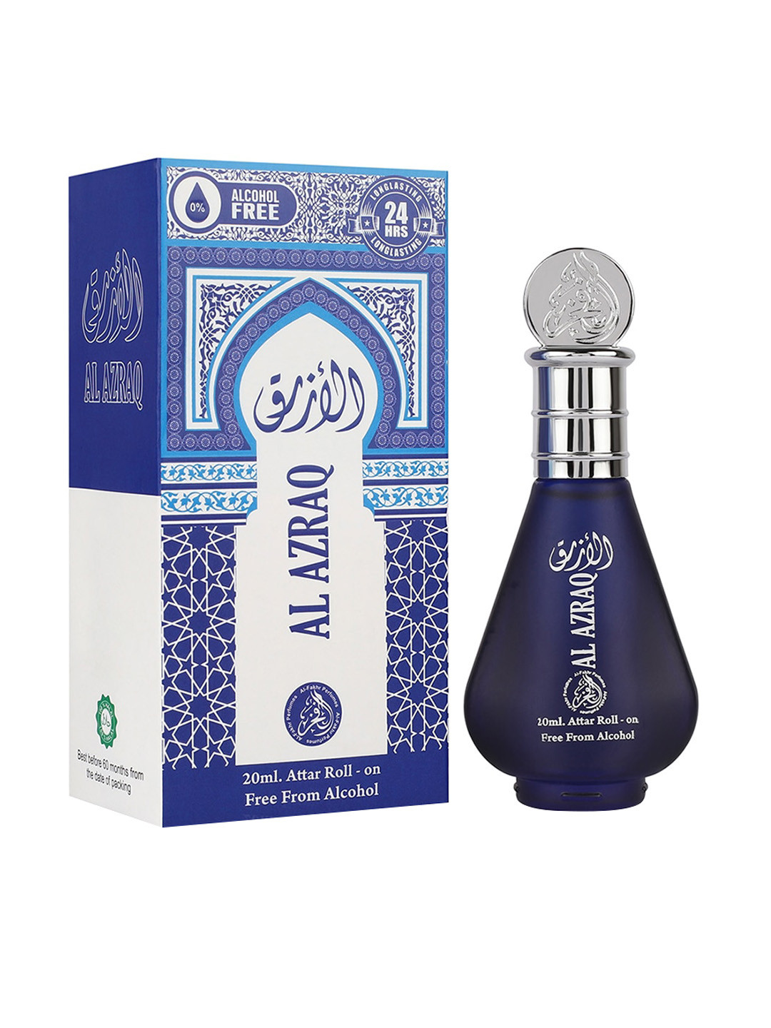 

Al-Fakhr Perfumes Al Azraq Long Lasting Alcohol-Free Premium Roll-On Attar - 20 ml, Blue