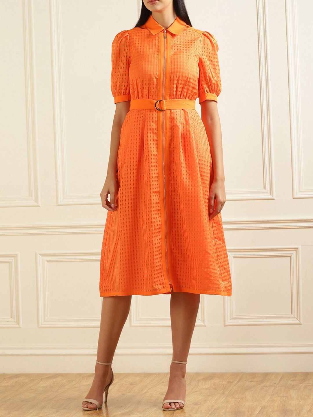 

Phase Eight Shirt Collar Fit & Flare Maxi Dress, Orange