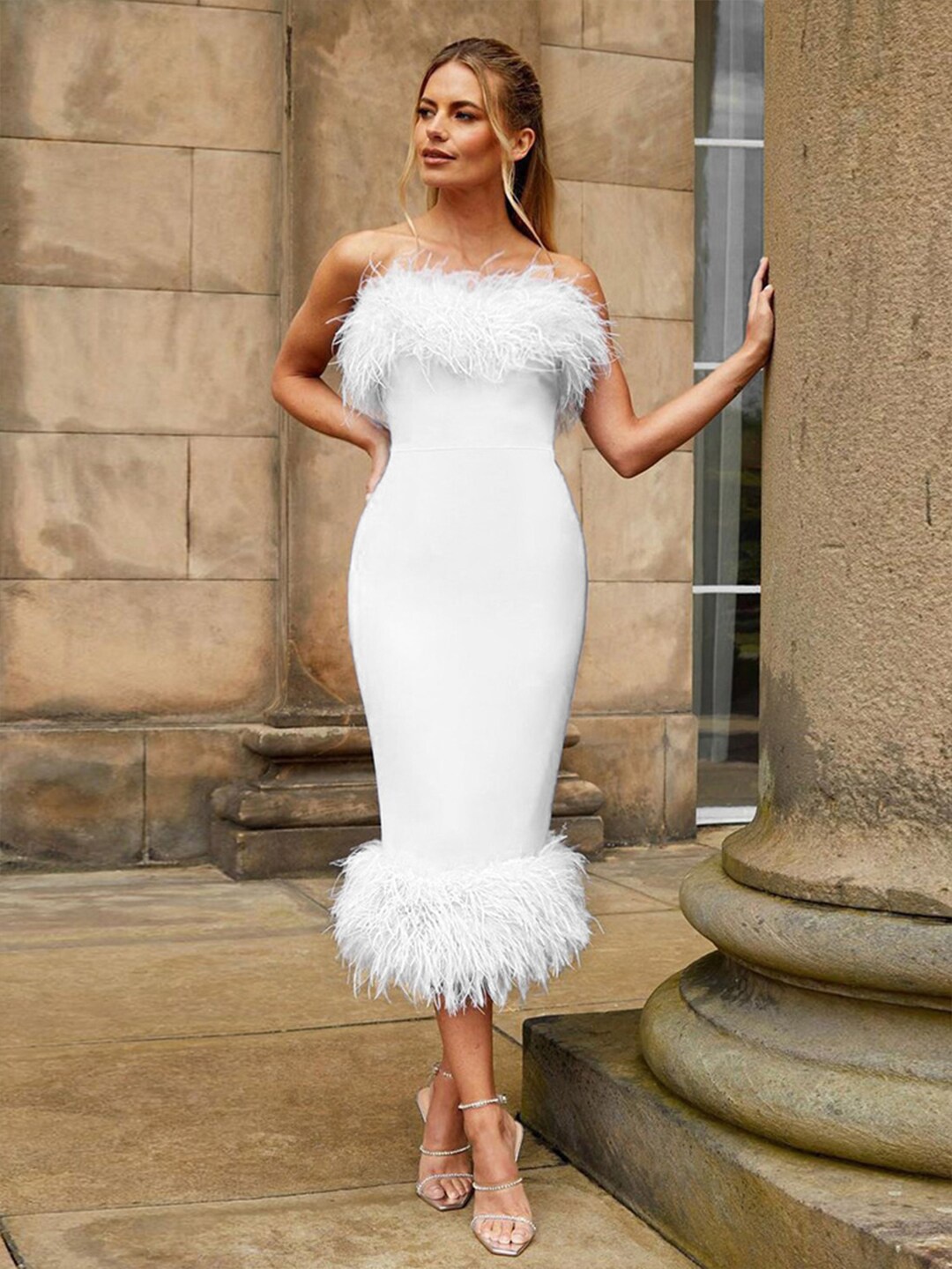 

StyleCast Strapless Fringed Bodycon Dress, White