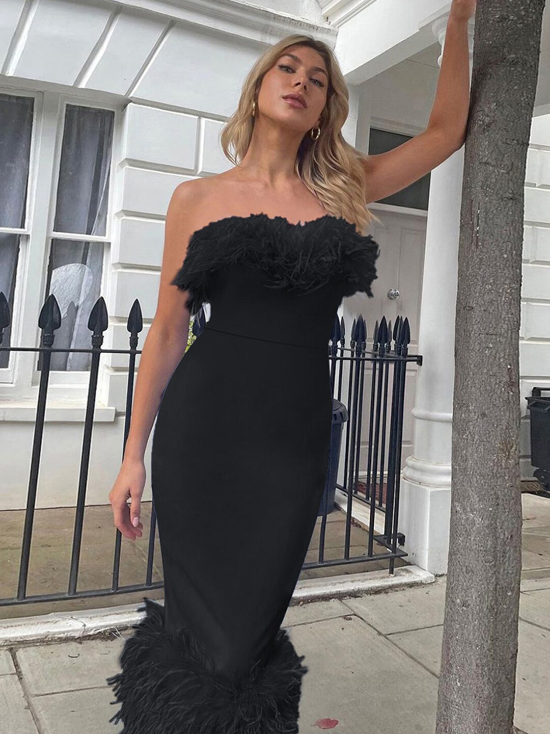 

StyleCast Black Strapless Bodycon Midi Dress