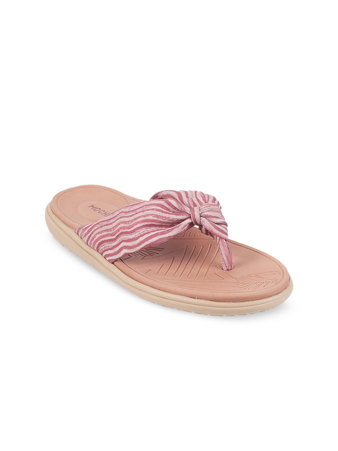 

Mochi Striped Open Toe Flats, Peach