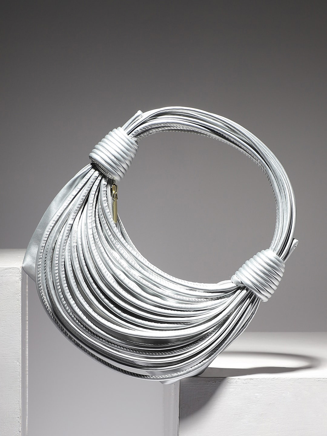 

HAUTE SAUCE by Campus Sutra Half Moon Hobo Bag, Silver
