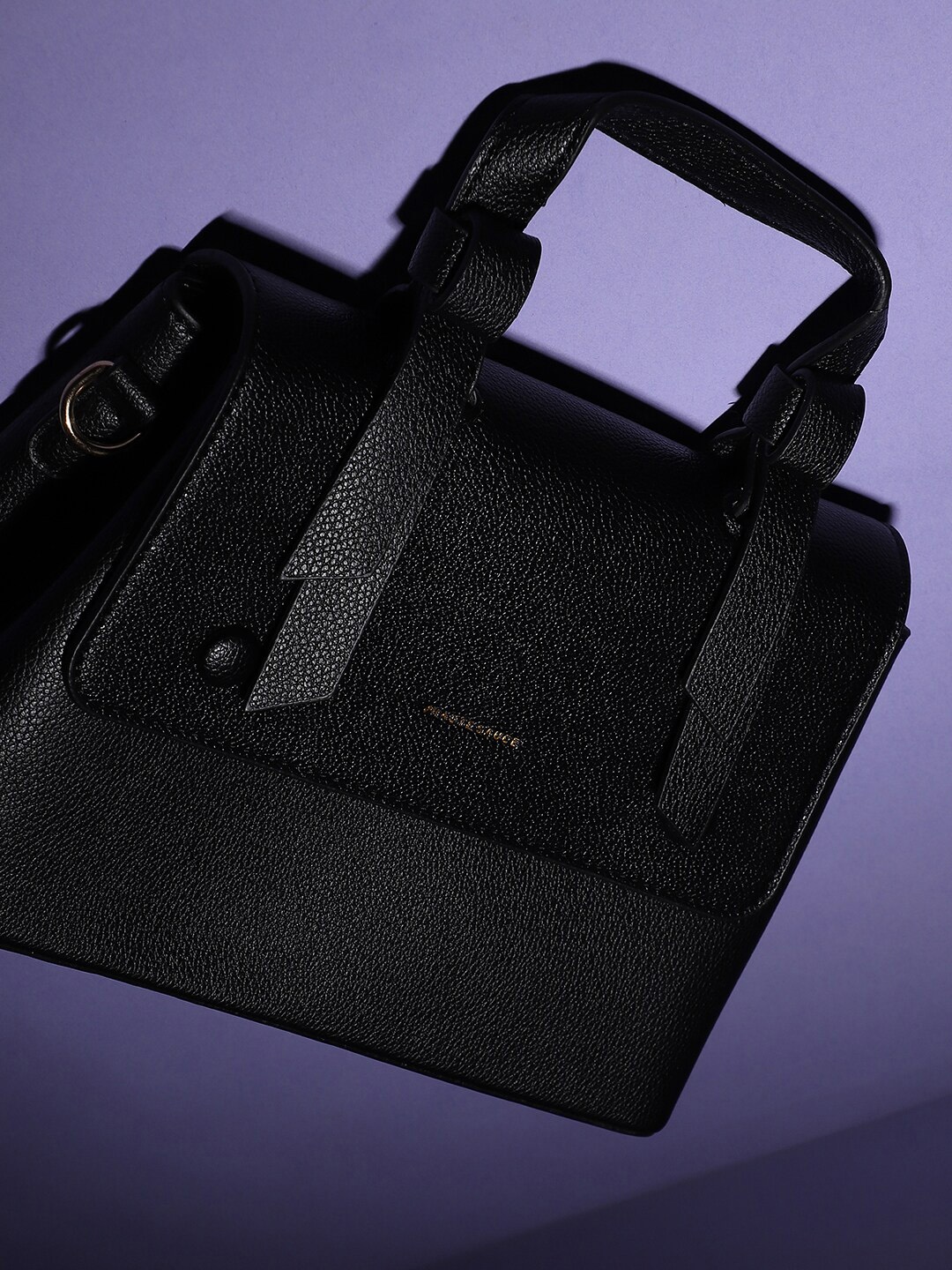 

HAUTE SAUCE by Campus Sutra Textured Structured Handheld Bag, Black