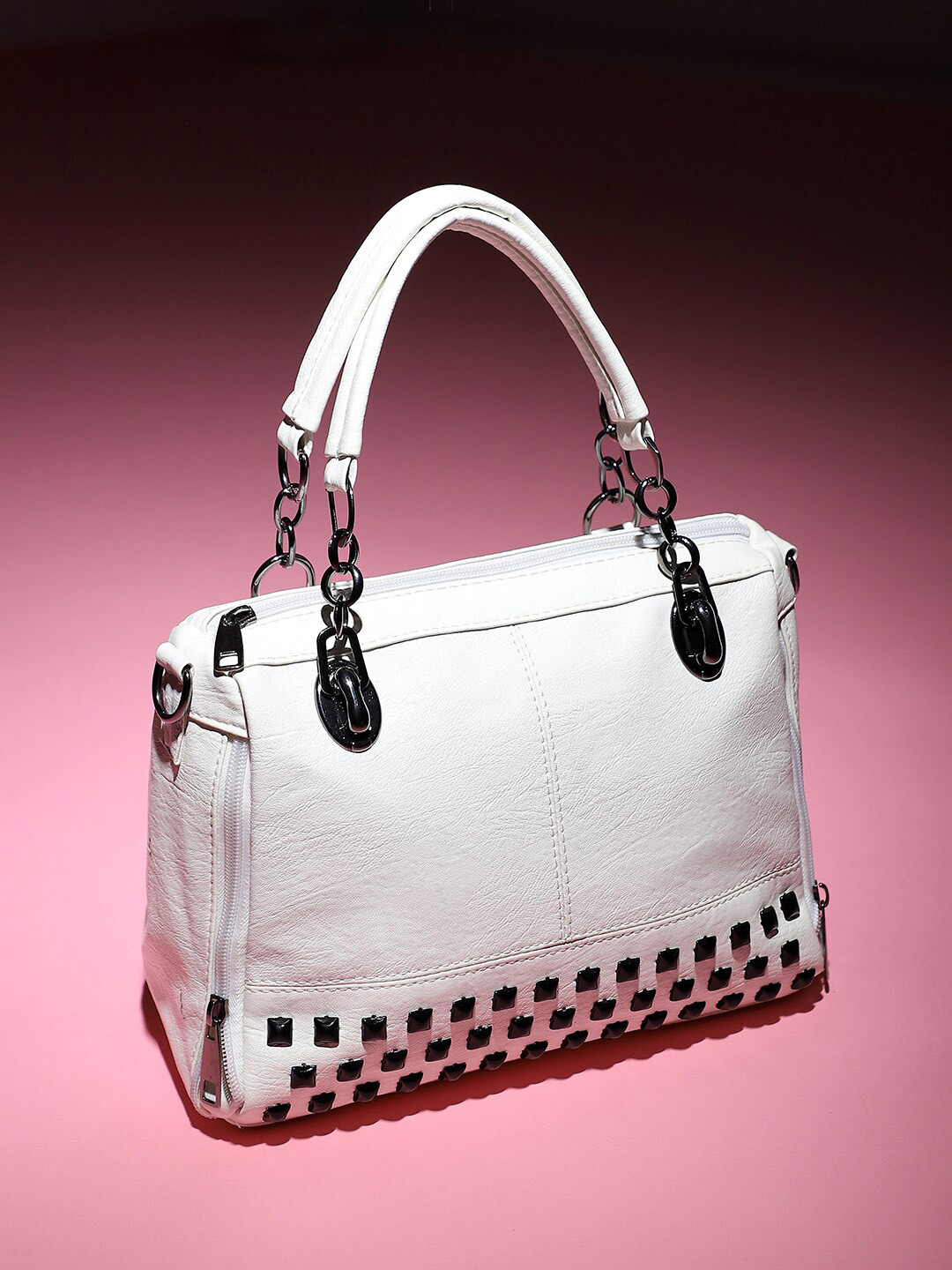 

HAUTE SAUCE by Campus Sutra Textured Structured Handheld Bag, White