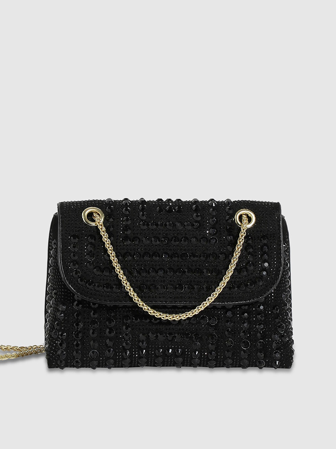 

HAUTE SAUCE by Campus Sutra Embellished Swagger Sling Bag, Black
