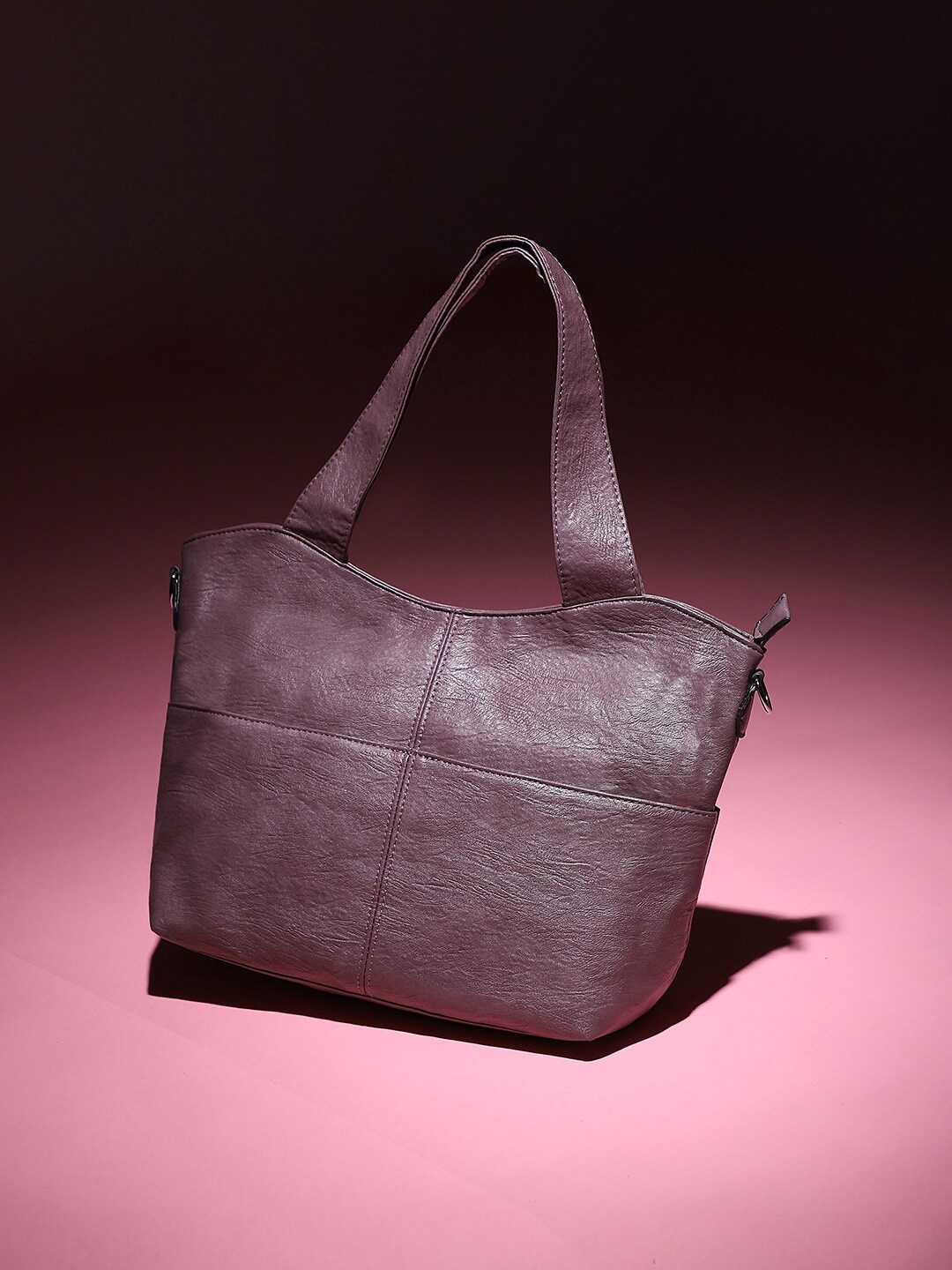 

HAUTE SAUCE by Campus Sutra Textured Oversized Structured Tote Bag, Purple