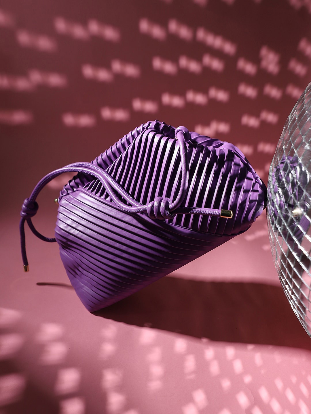 

HAUTE SAUCE by Campus Sutra Striped Structured Handheld Bag, Purple