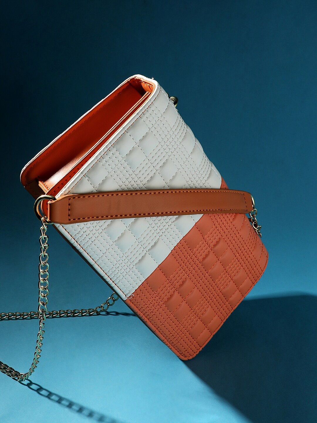 

HAUTE SAUCE by Campus Sutra Colourblocked Structured Sling Bag, White