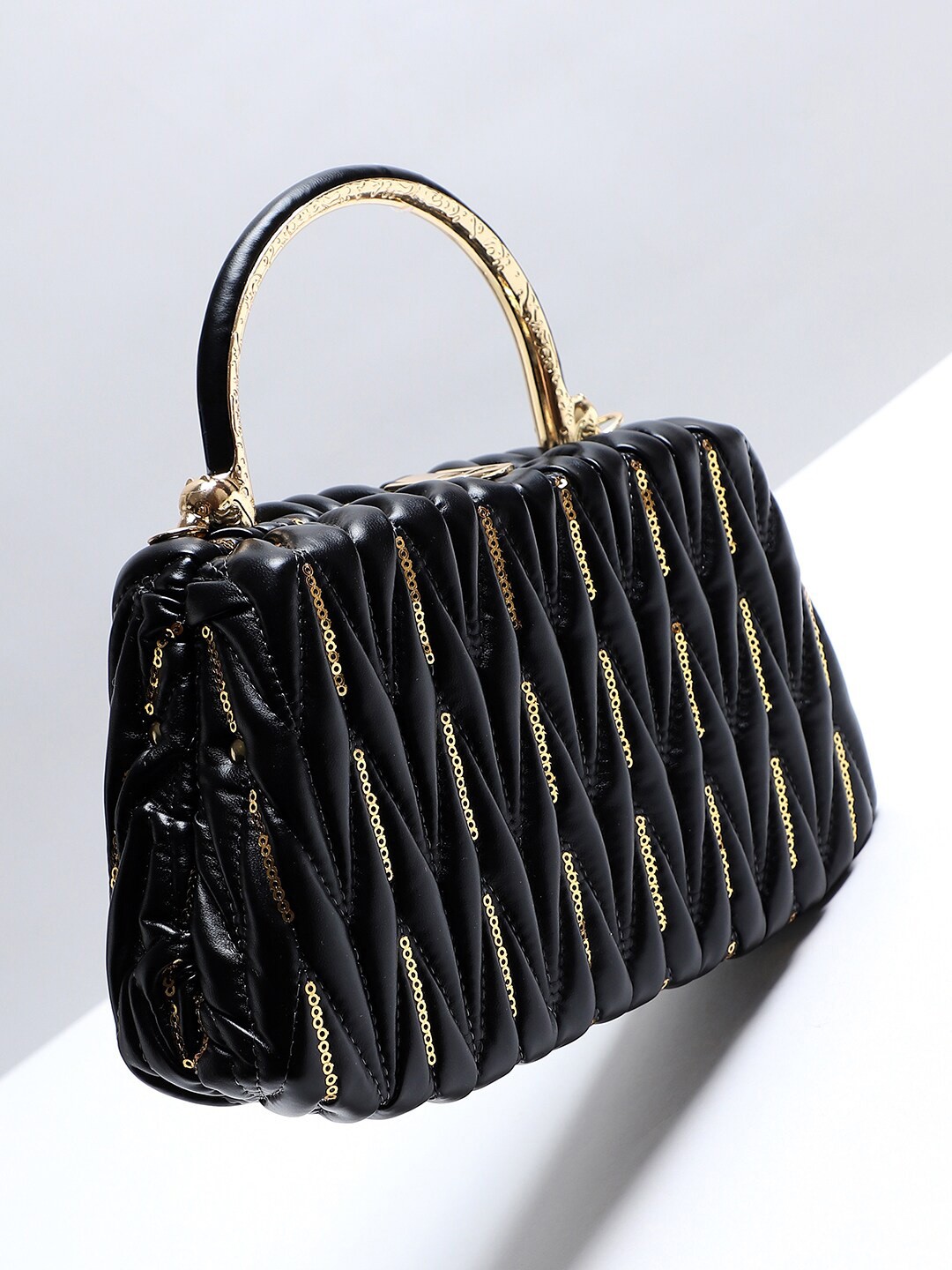 

HAUTE SAUCE by Campus Sutra Embellished Structured Satchel, Black