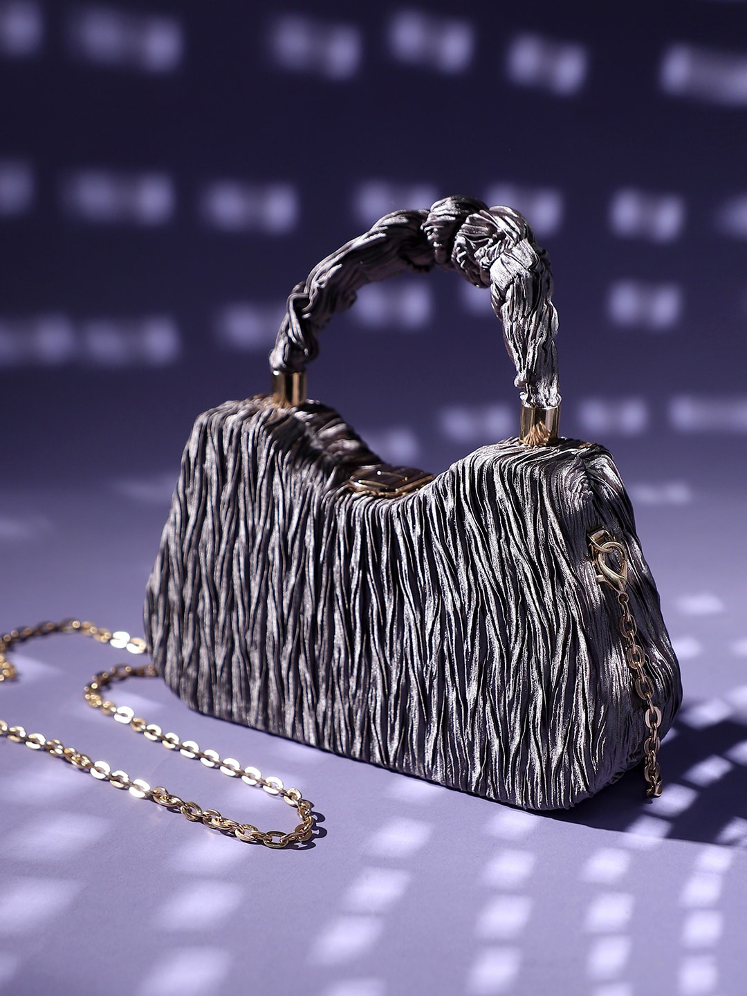 

HAUTE SAUCE by Campus Sutra Textured Swagger Satchel, Silver