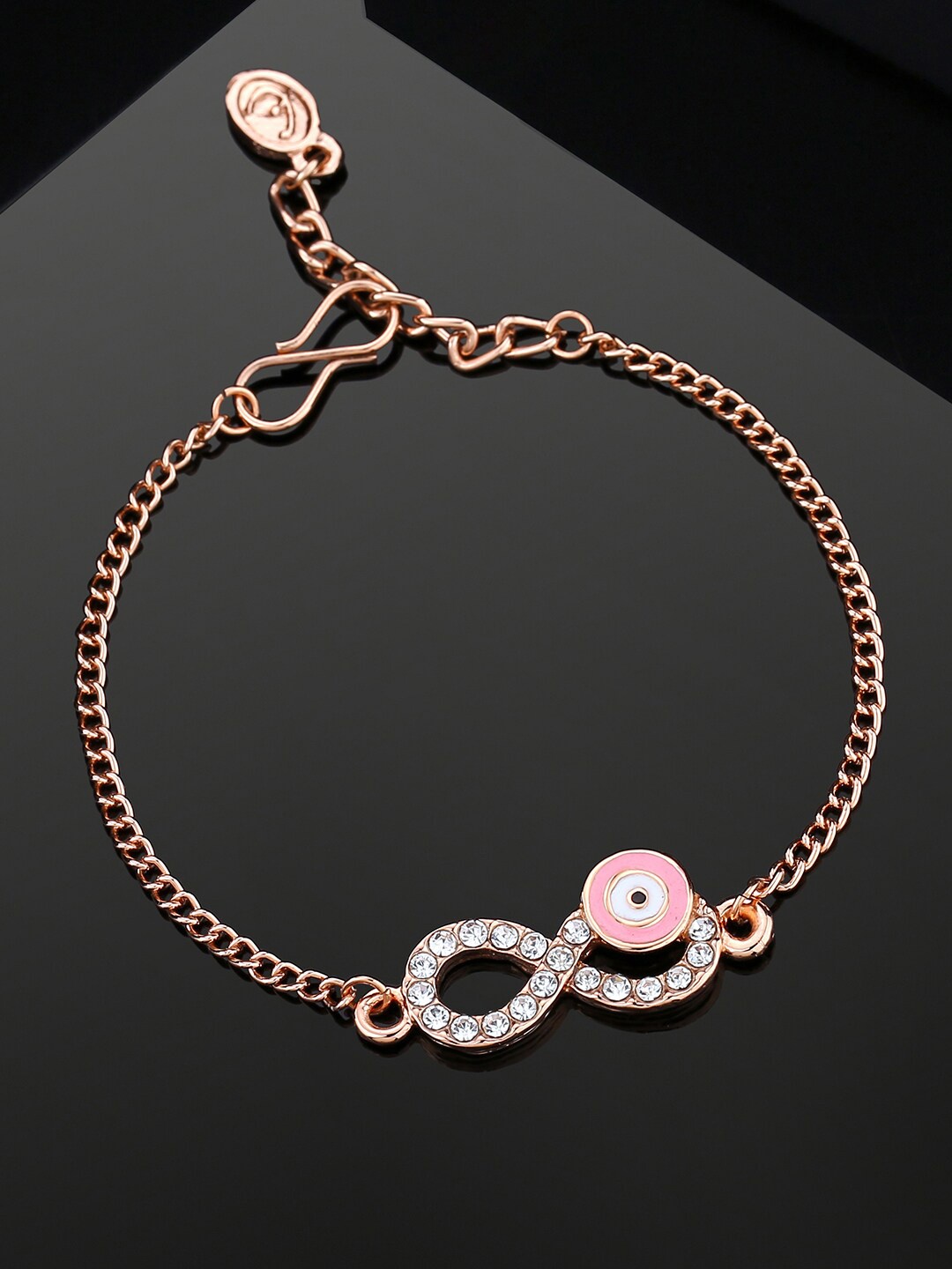 

Estele Unisex Crystals Enamelled Gold-Plated Link Bracelet