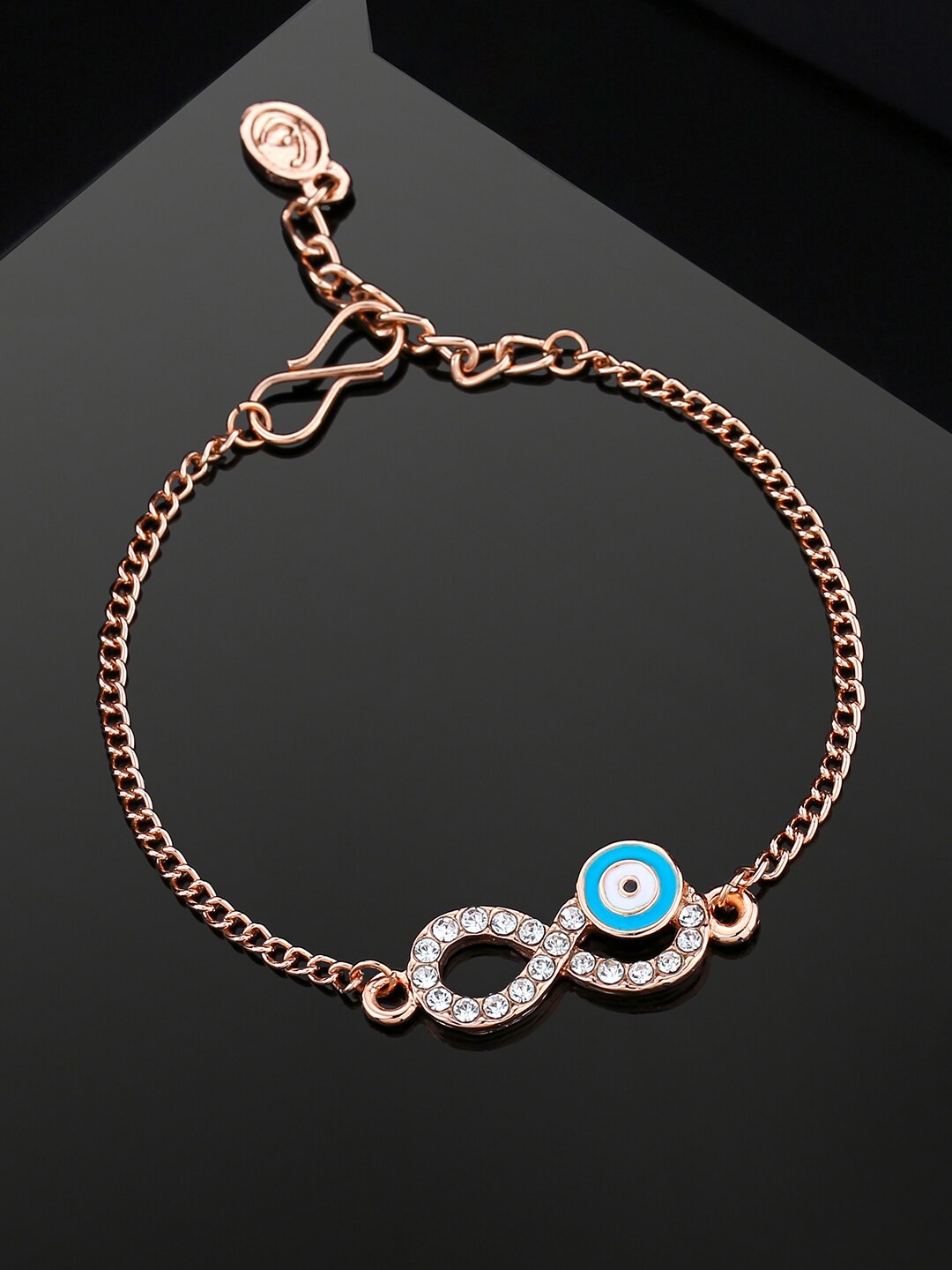 

Estele Unisex Crystals Enamelled Rose Gold-Plated Link Bracelet
