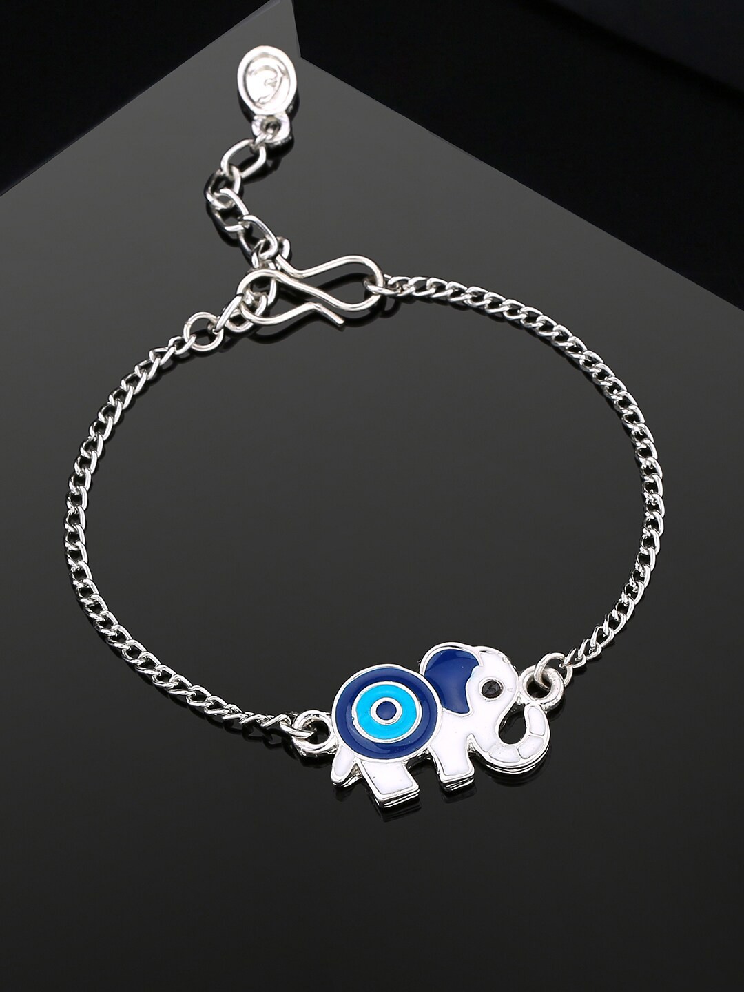 

Estele Unisex Enamelled Rhodium-Plated Wraparound Bracelet, Silver