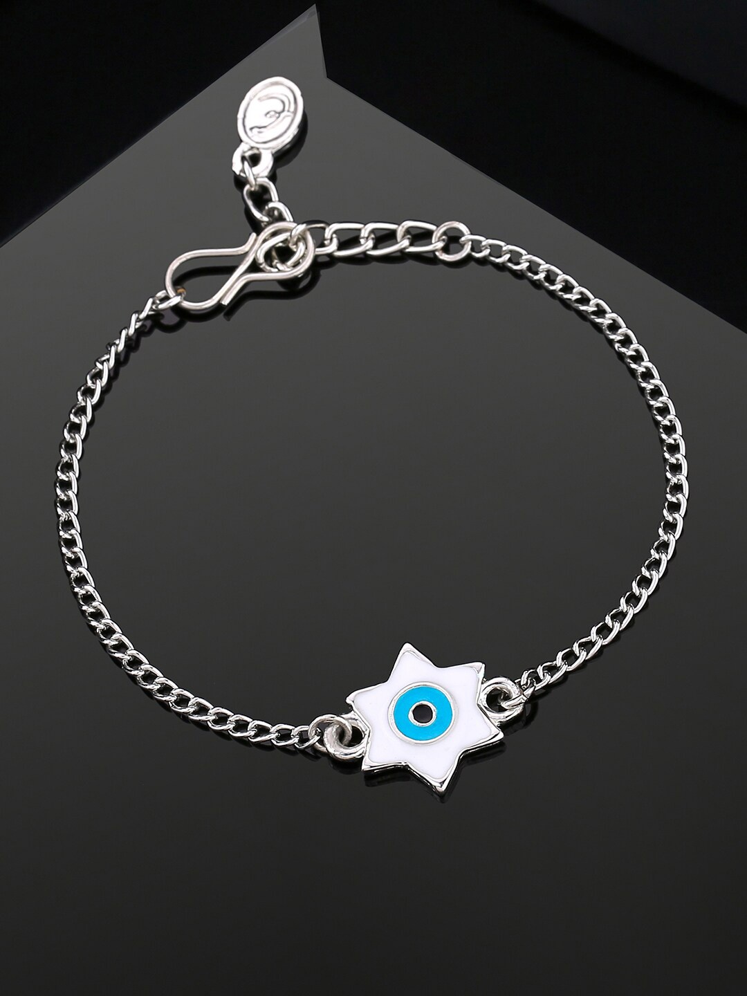 

Estele Unisex Enamelled Rhodium-Plated Charm Bracelet, Silver