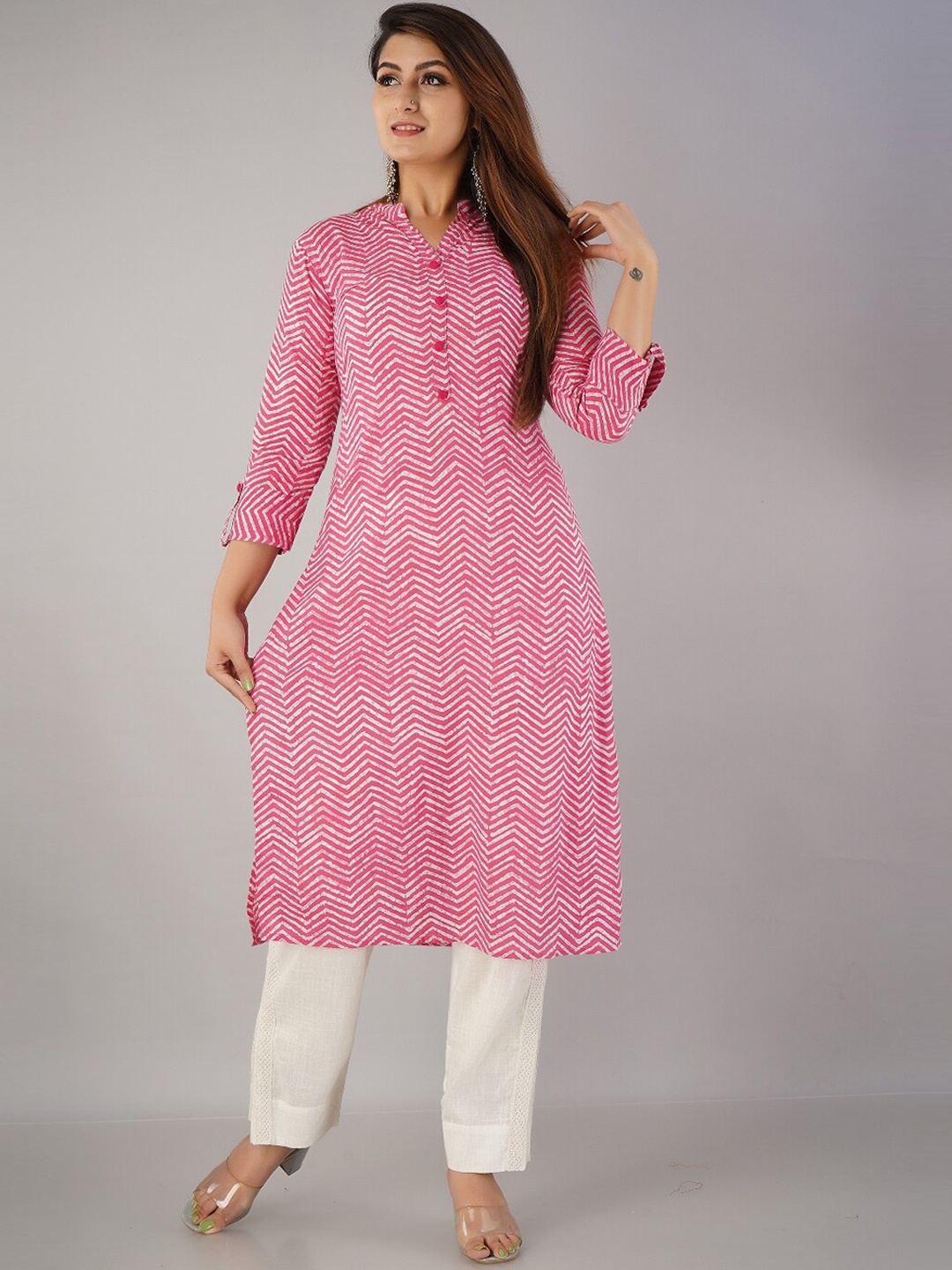 

IRIDAA JAIPUR Printed Regular Kurta with Trousers, Pink