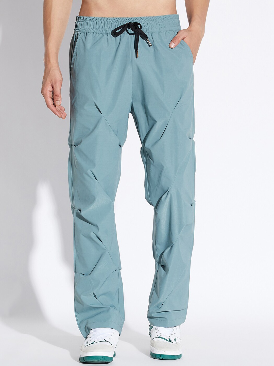 

FUGAZEE Men Pleated Relaxed-fit Track Pants, Teal