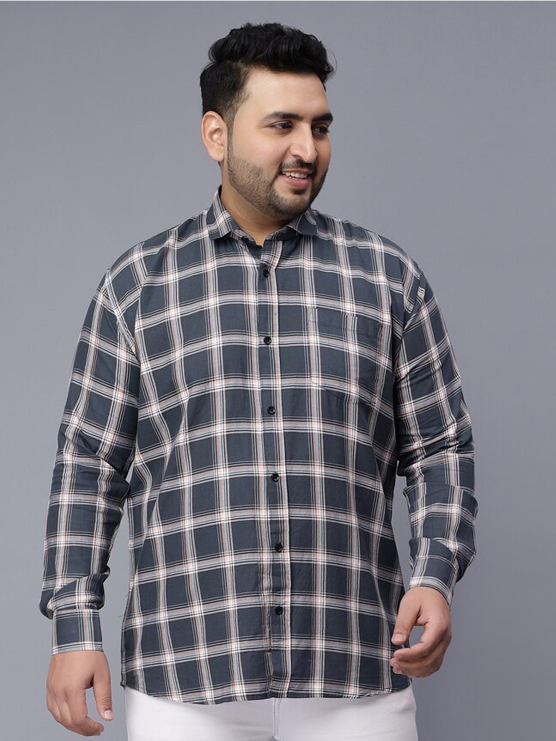 

Toodle Plus Custom Tartan Checked Cotton Casual Shirt, Blue