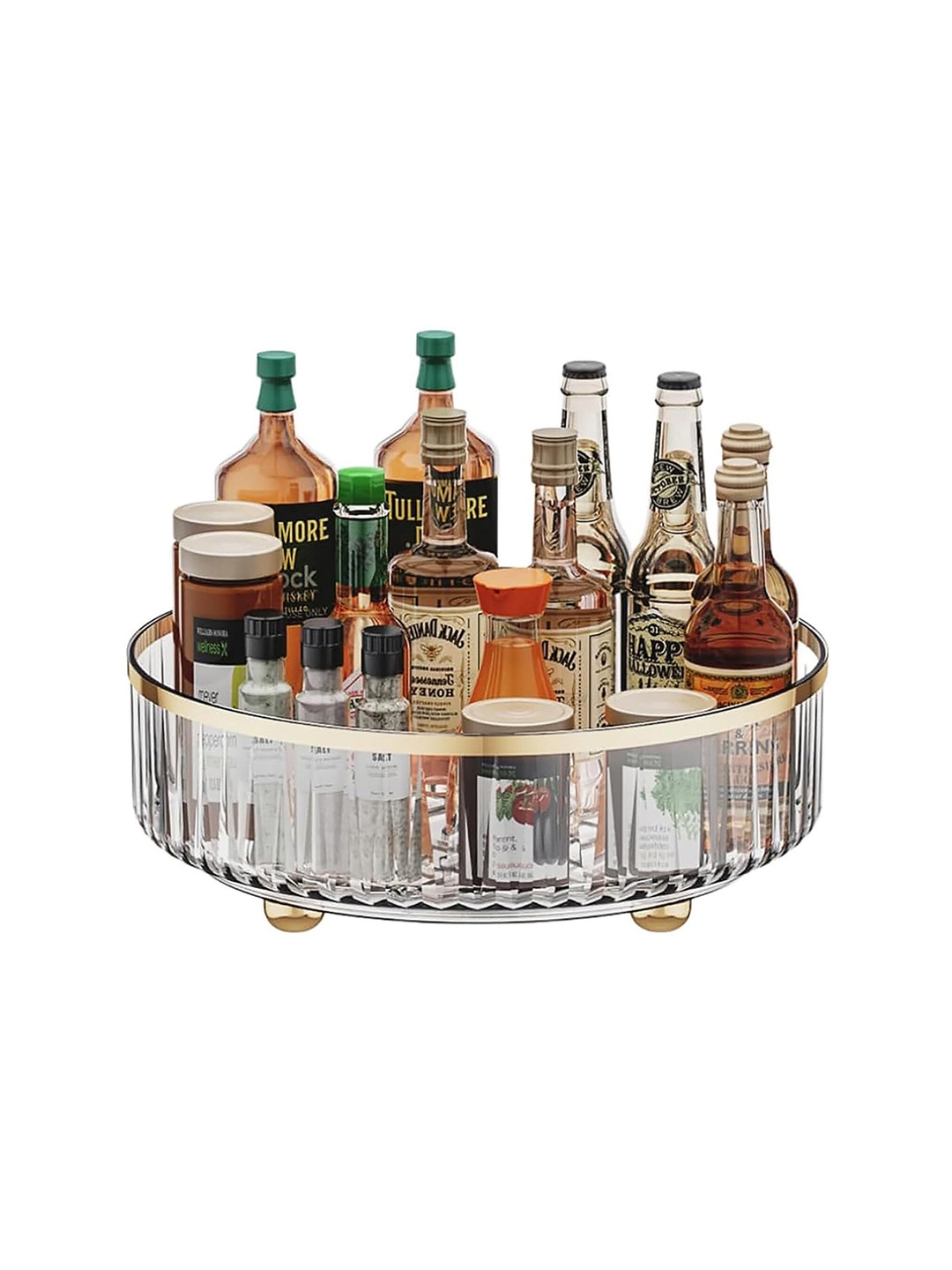 

HOUSE OF QUIRK White Turntable Cupboard Kitchen Rotating Storage Rack