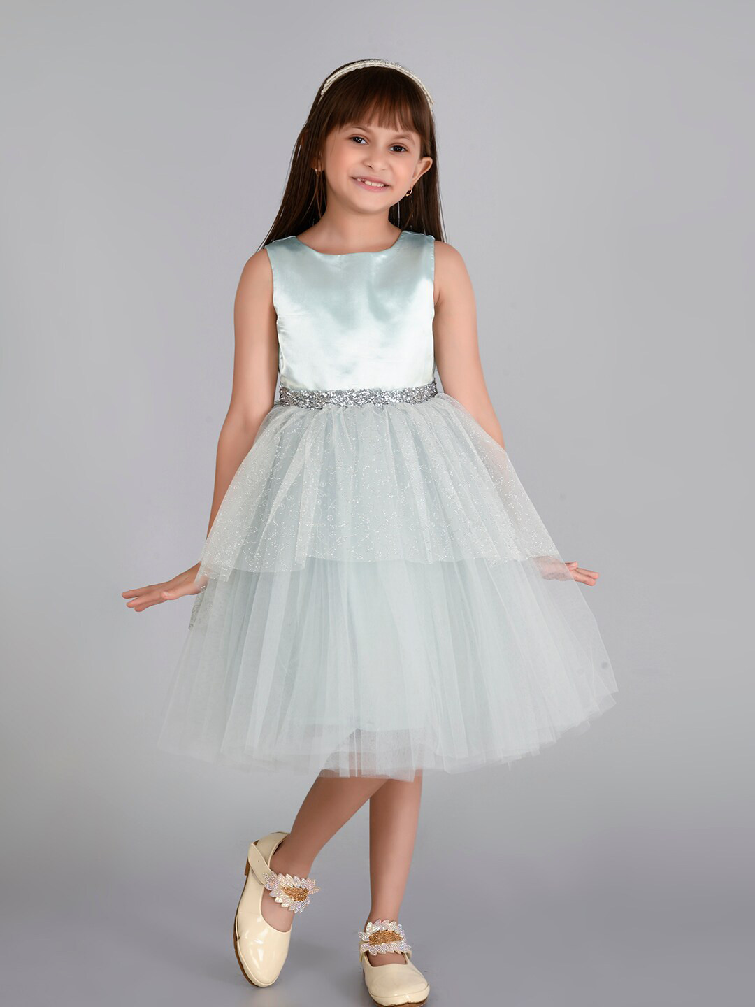 

Toy Balloon kids Girls Embellished Detailed Fit & Flare Dress, Blue