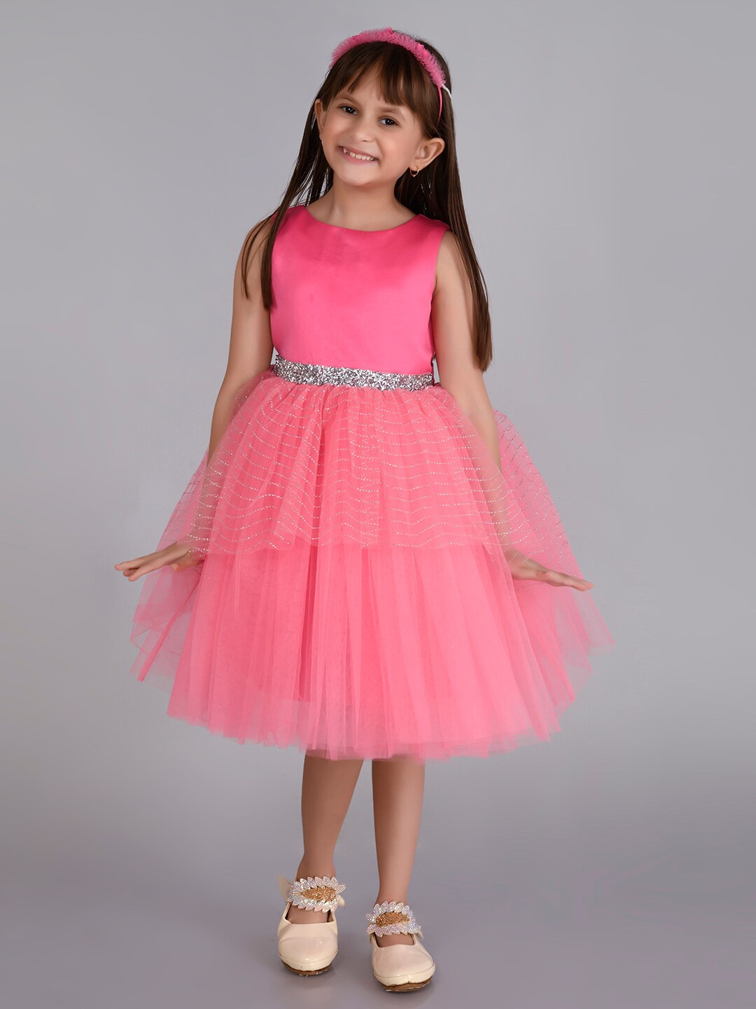 

Toy Balloon kids Girls Embellished Detailed Fit & Flare Dress, Pink