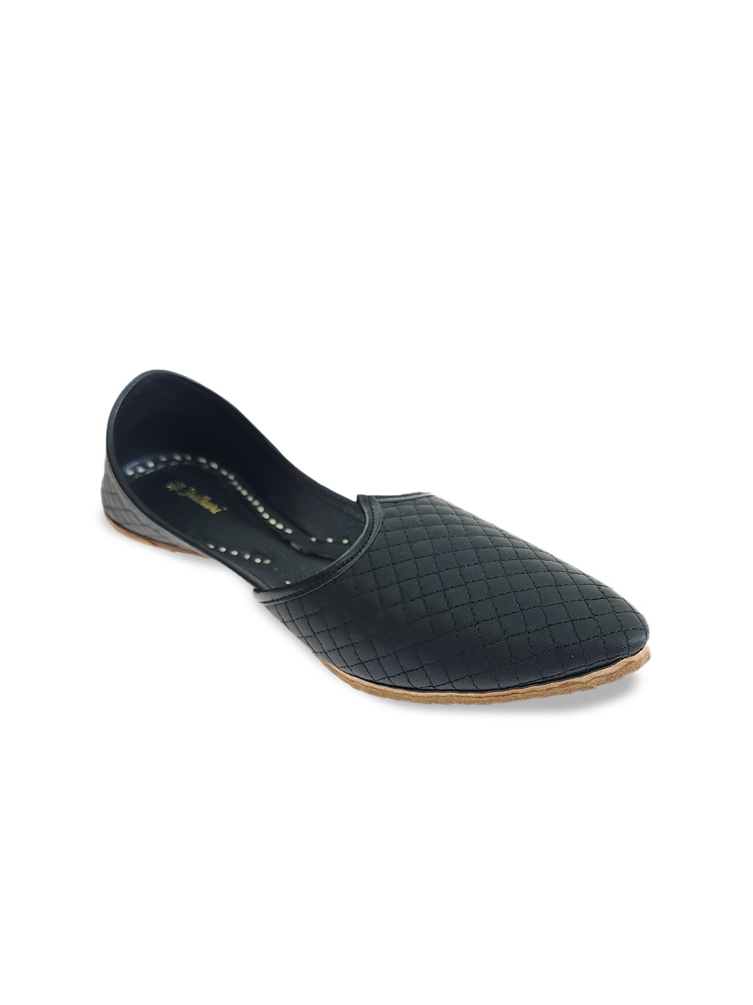 

Fulkari Men Textured Leather Mojaris, Black