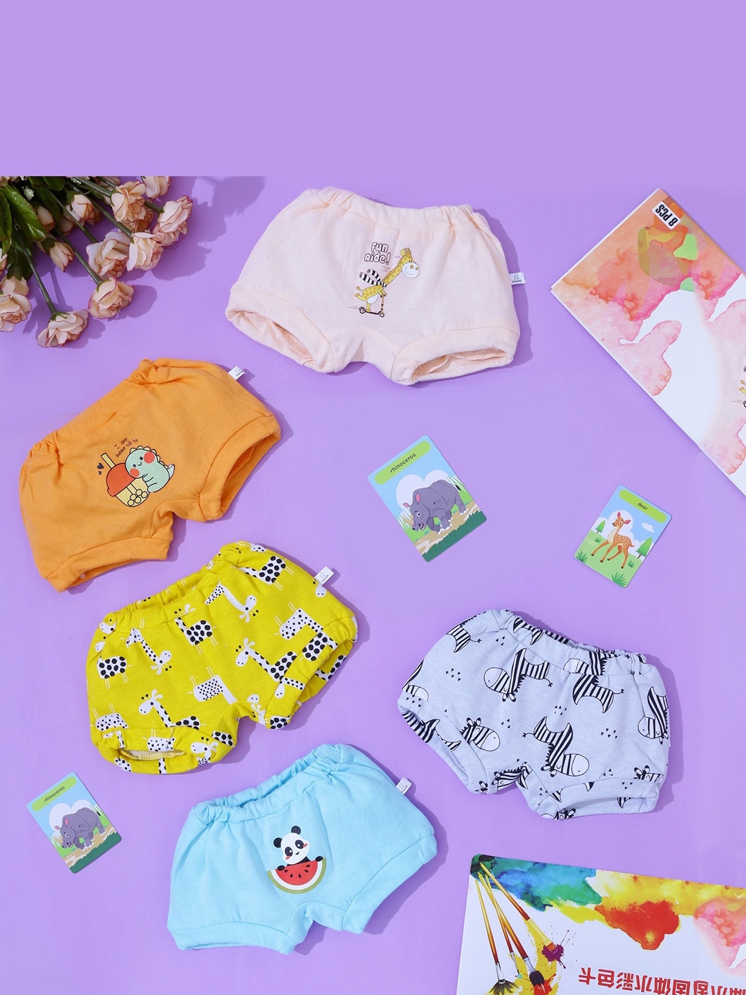 

Snugkins Kids Pack Of 10 Printed Cotton Briefs & Bloomers SK11-BM-BF-COMBO-SZ6-9M-PK10, Yellow