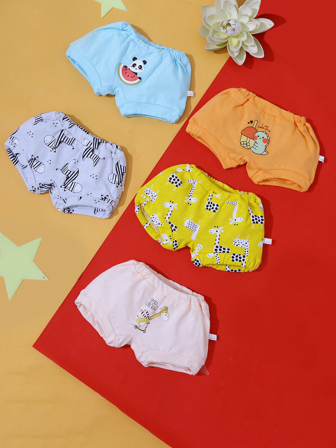 

Snugkins Kids Pack Of 15 Printed Pure Cotton Basic Briefs SK13-BLMR-SZ1-6-9M-PK15, Orange