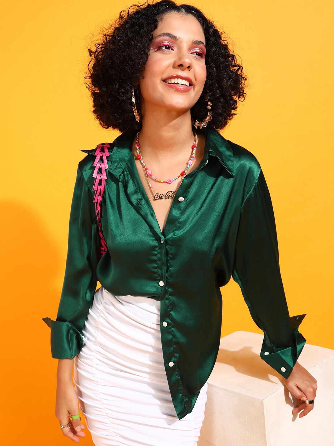

Popwings Relaxed Opaque Casual Shirt, Green
