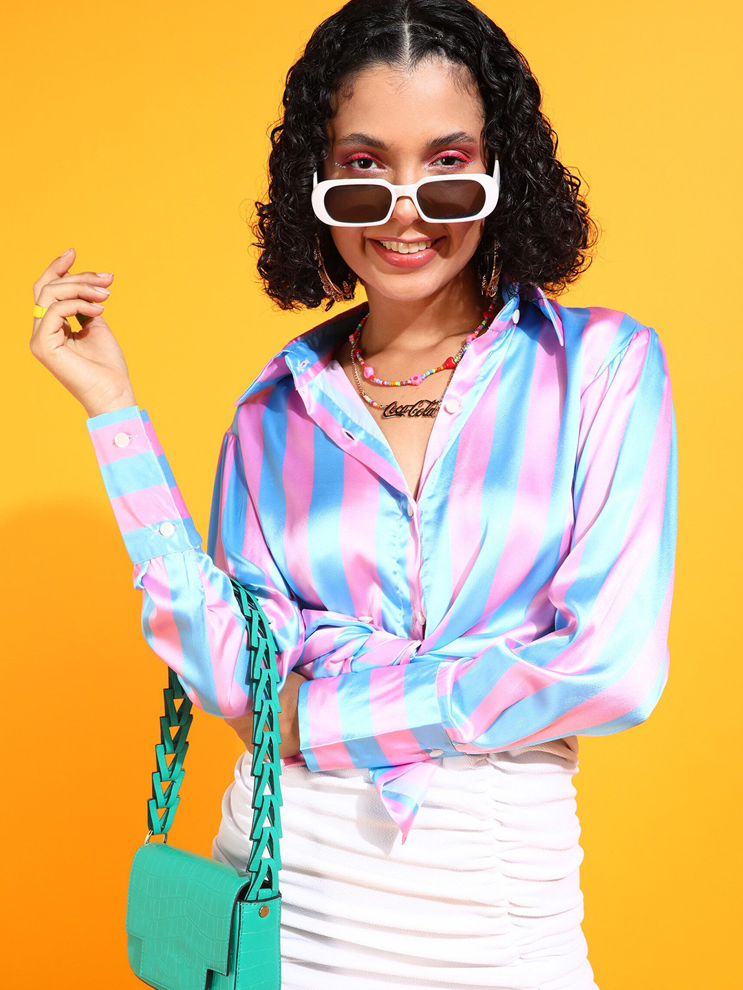 

Popwings Relaxed Striped Casual Shirt, Pink