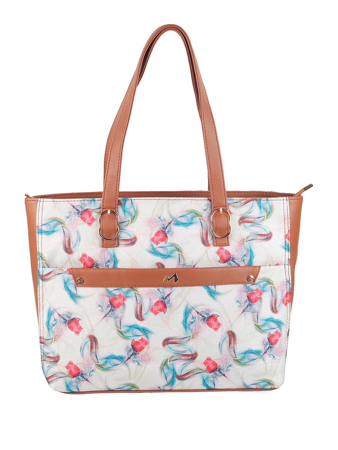 

Metro Floral Printed Structured Shoulder Bag, Beige
