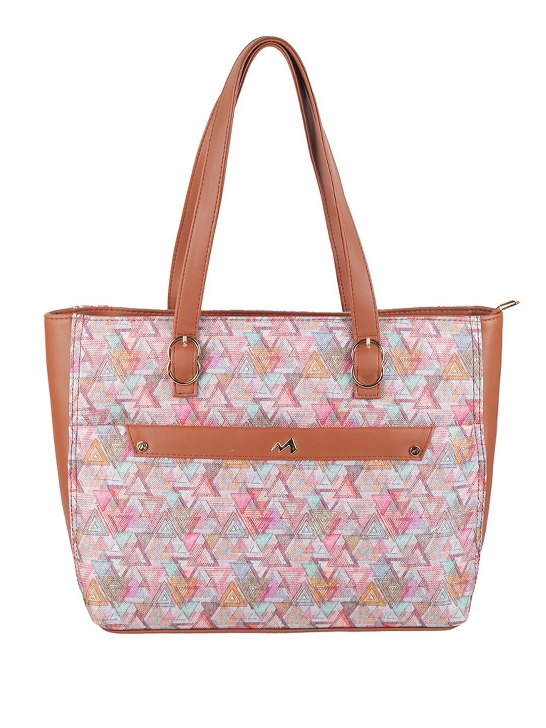 

Metro Geometric Printed Structured Shoulder Bag, Peach
