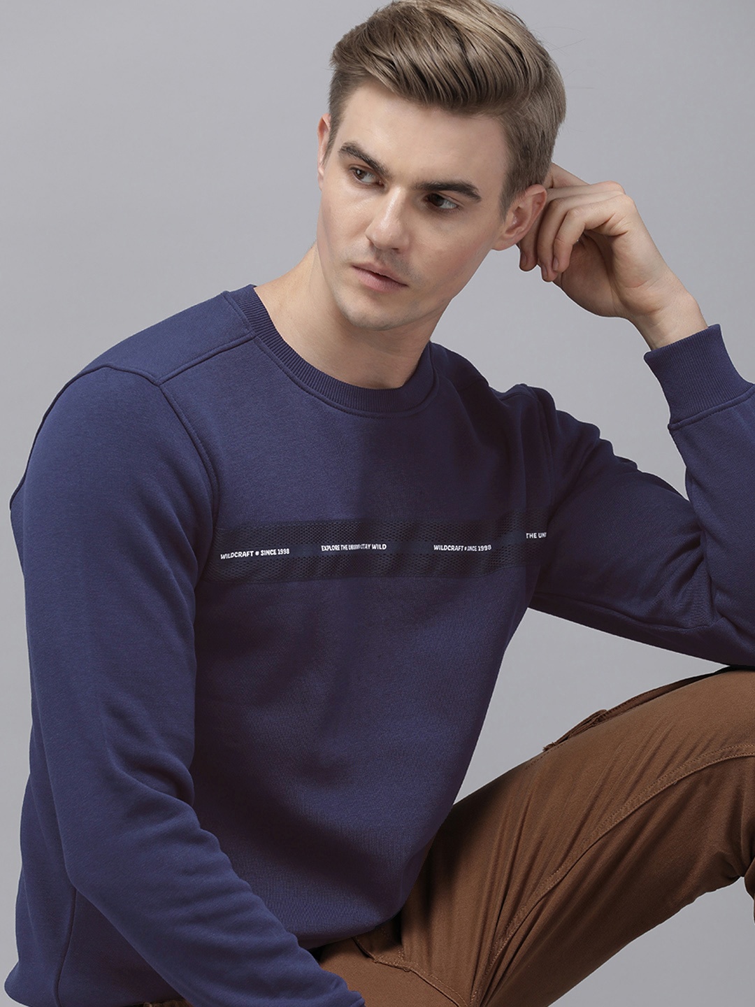 

Wildcraft Typography Printed Pullover Sweatshirt, Navy blue