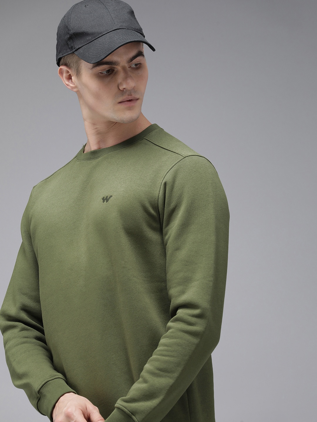 

Wildcraft Solid Round-Neck Pullover Sweatshirt, Olive