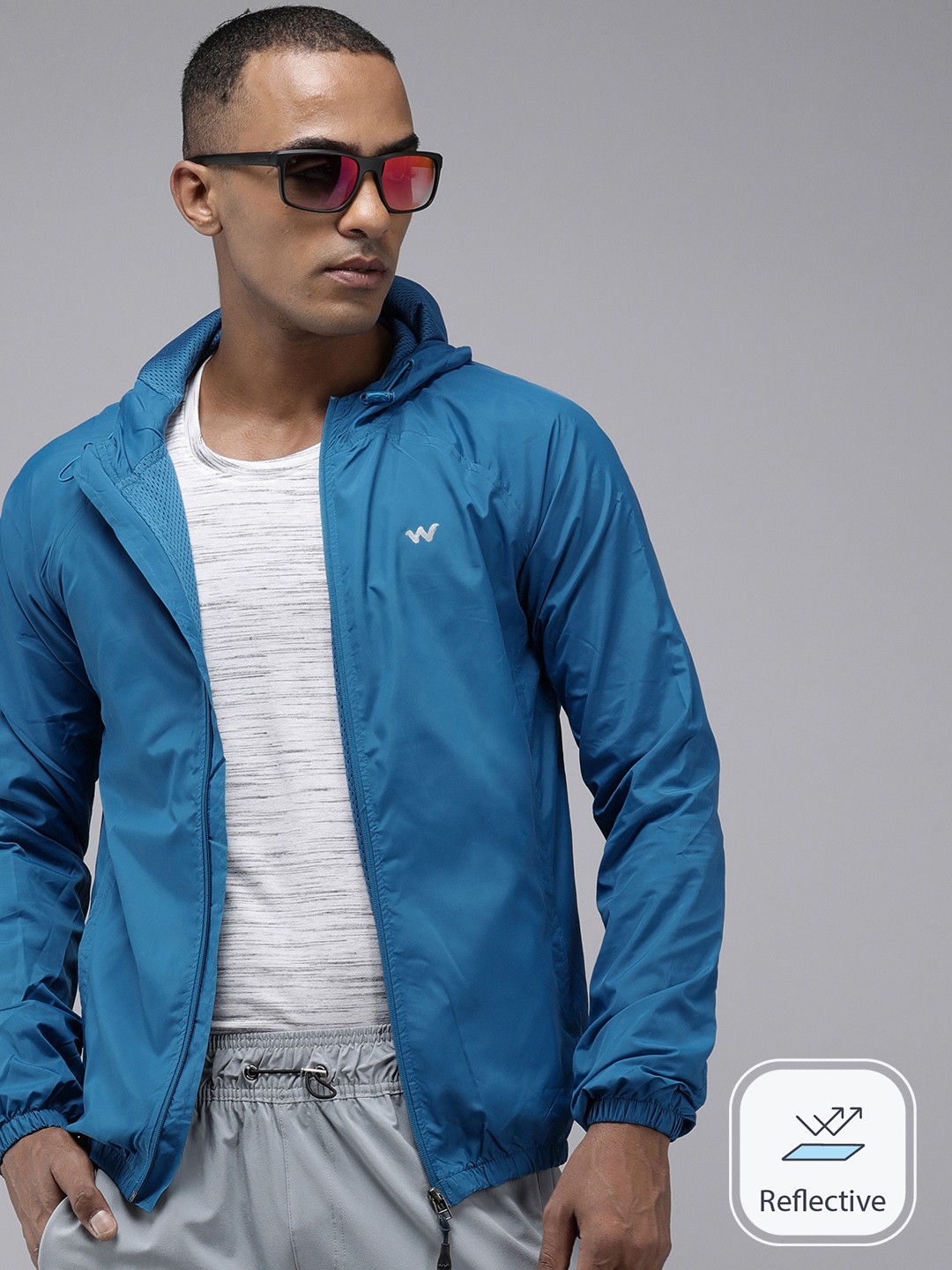 

Wildcraft Windcheater Solid Water Resistant Hooded Tailored Jacket, Blue