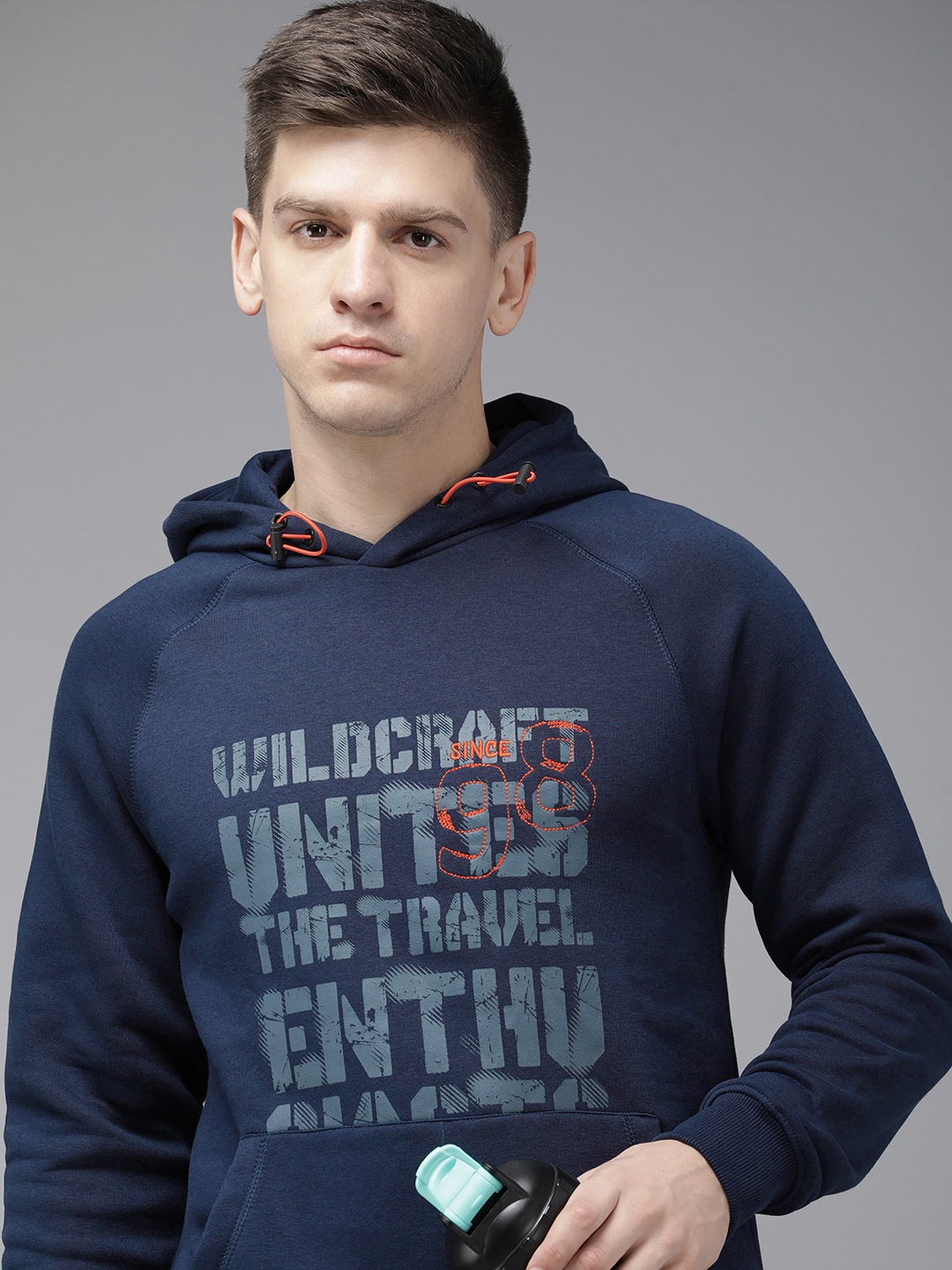 

Wildcraft Graphic Printed Hooded Sweatshirt, Navy blue