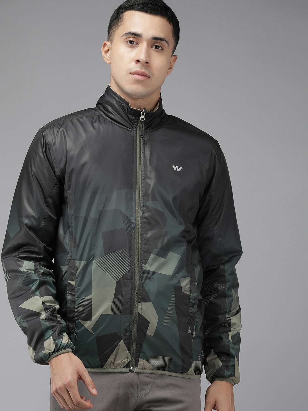 

Wildcraft Colourblocked & Solid Reversible Trekking Tailored Jacket, Olive