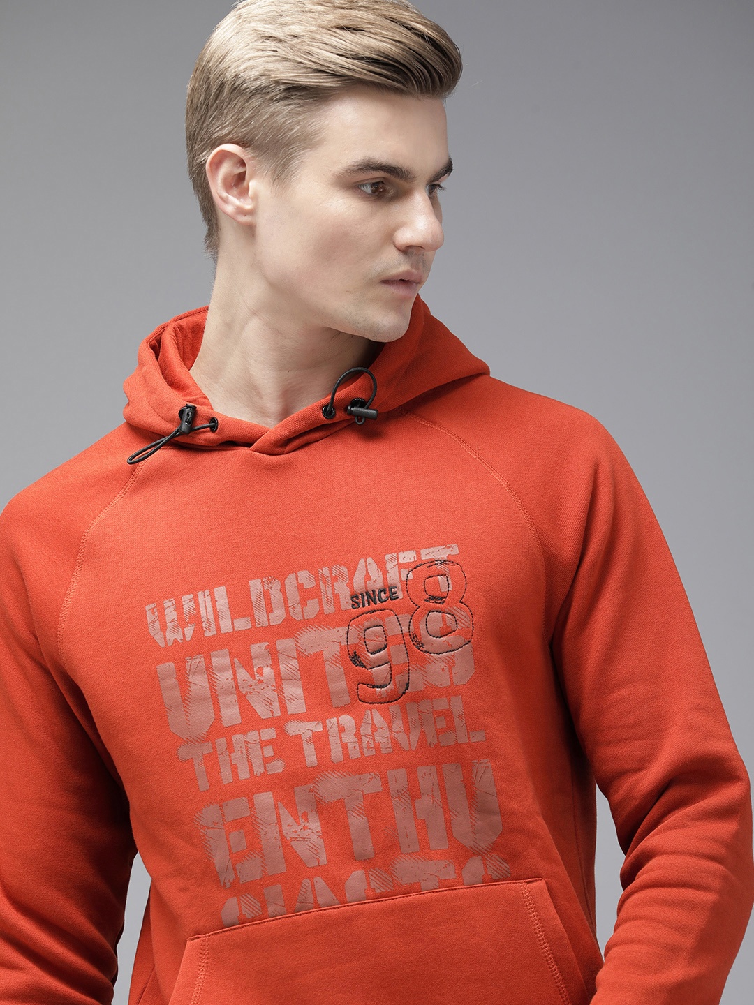 

Wildcraft Graphic Printed Hooded Sweatshirt, Rust