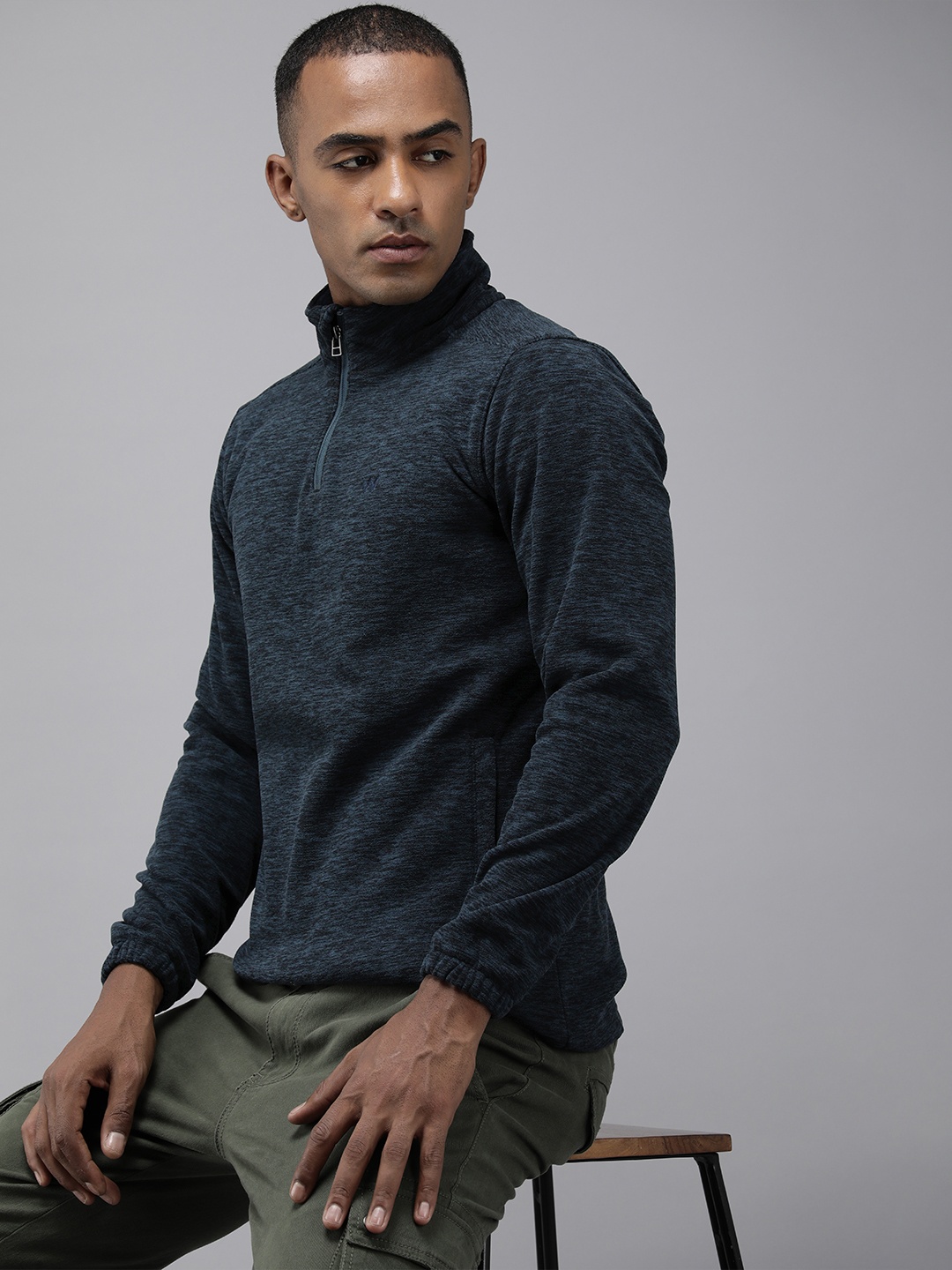 

Wildcraft Anti Odour Fleece Speckled Detailed Sweatshirt, Navy blue