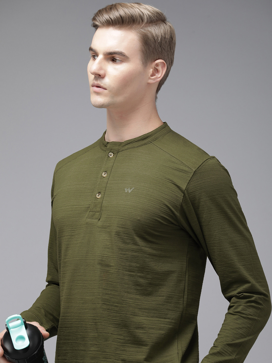 

Wildcraft Solid Henley-Neck Pullover Sweatshirt, Olive