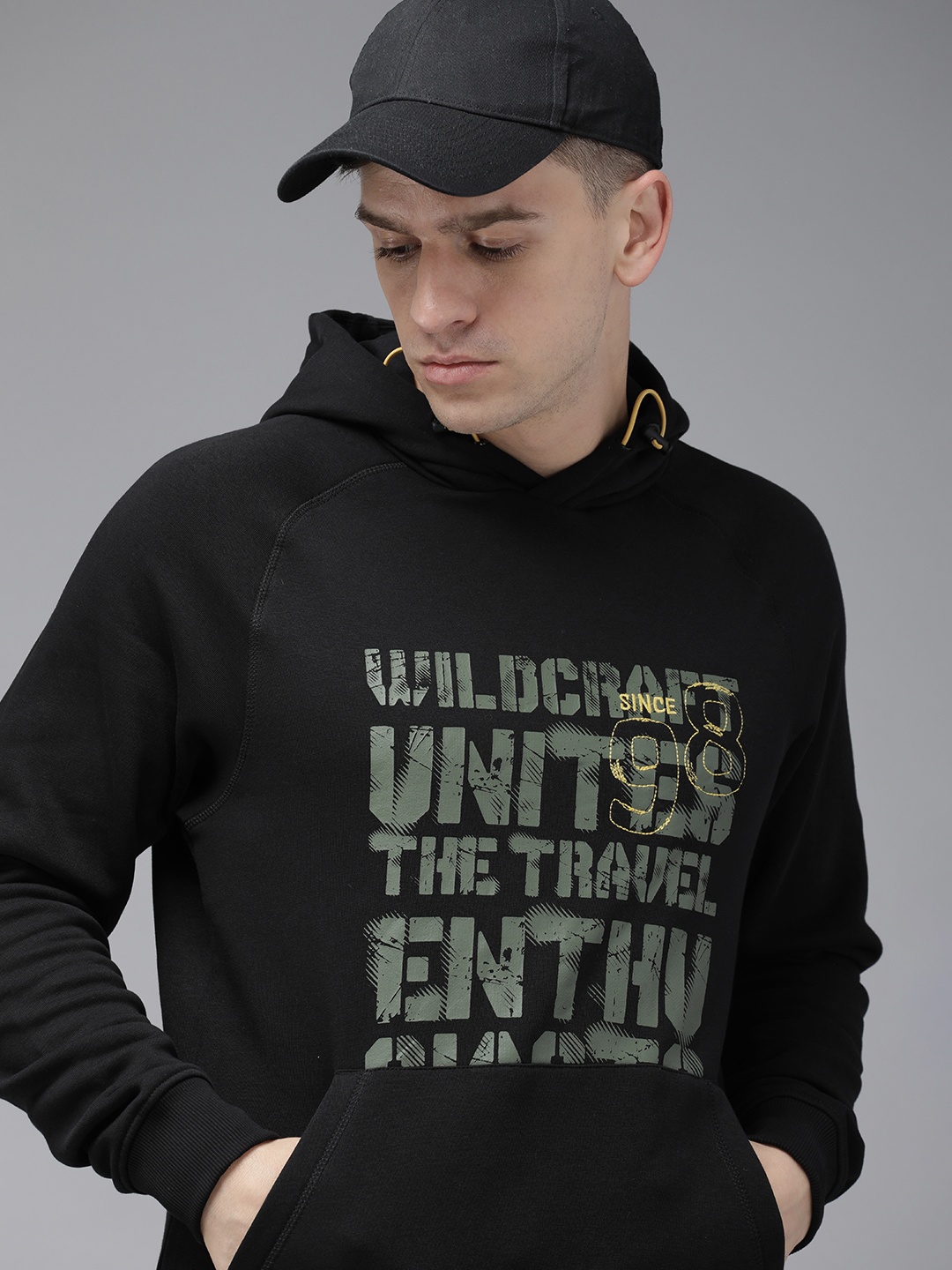 

Wildcraft Brand Logo Printed Hooded Sweatshirt, Black